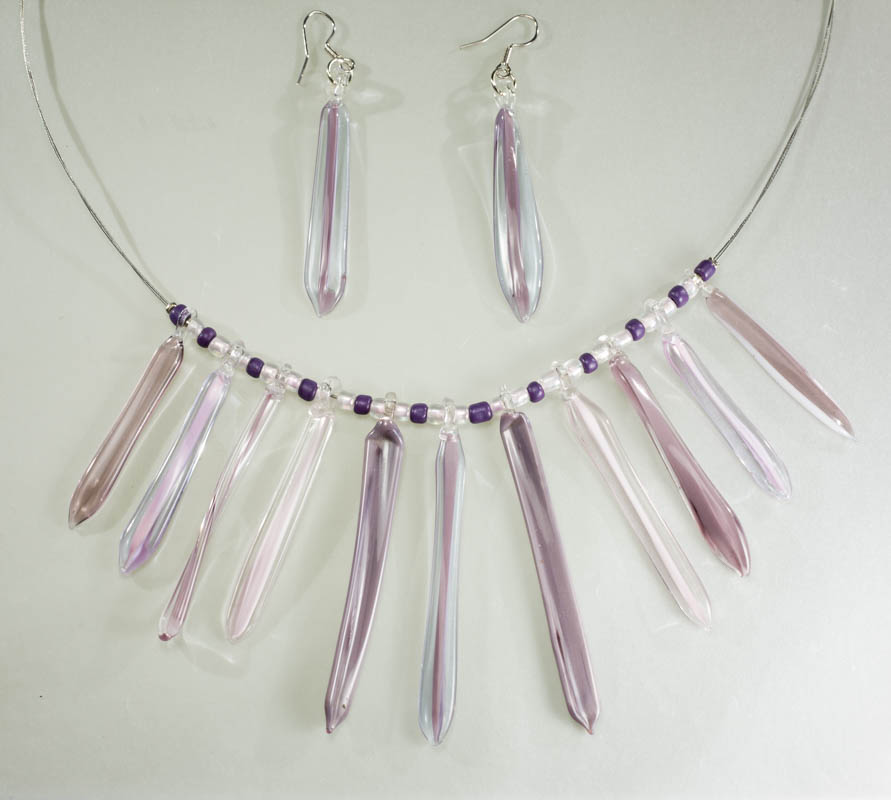 Komplet Štapići ljubičasta s prozirnom