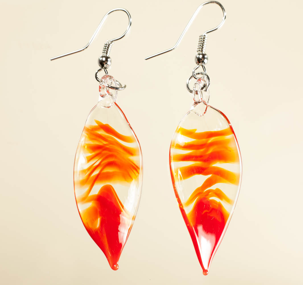 Naušnice Listovi narančasta u prozirnoj