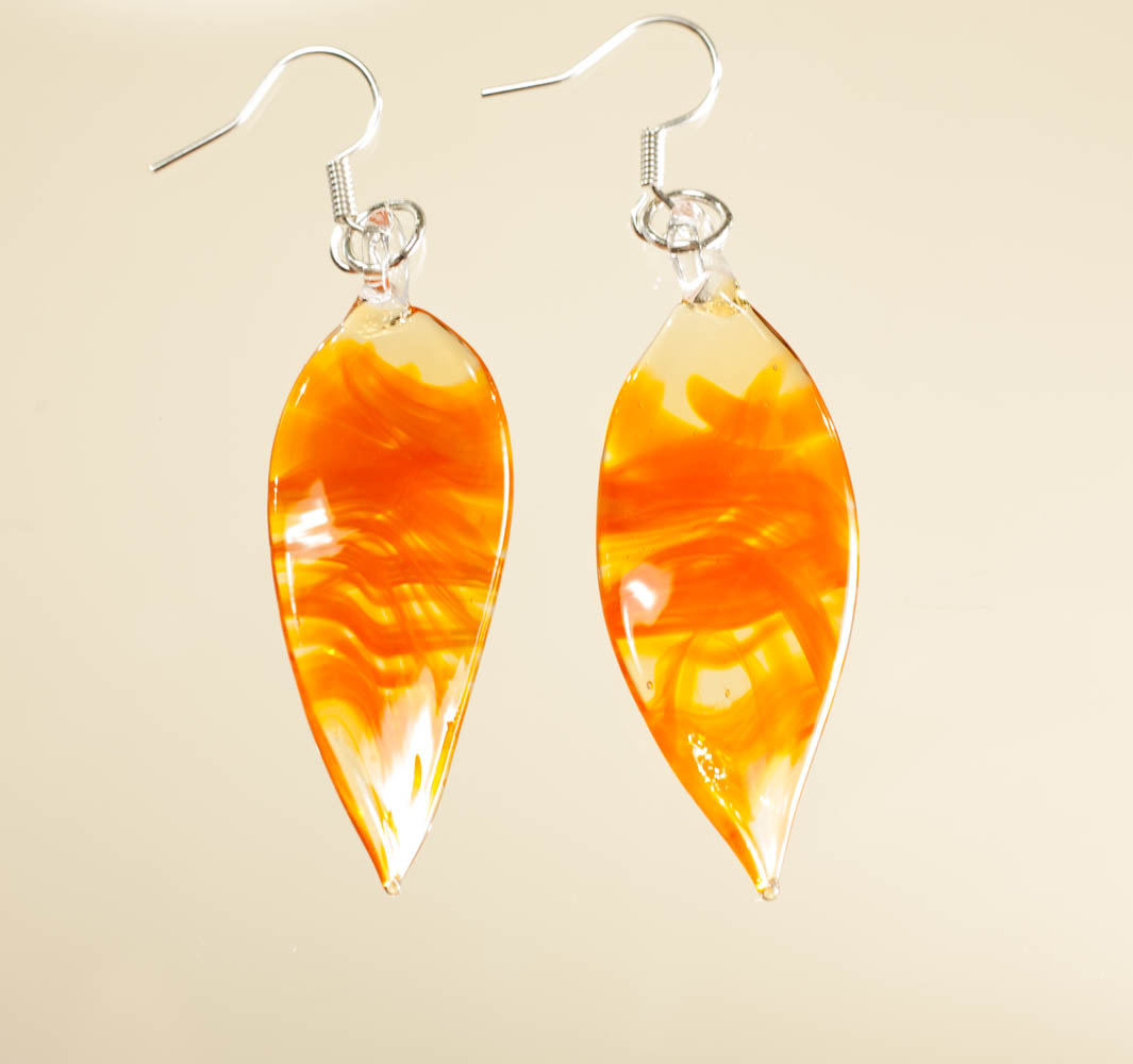 Naušnice Listovi narančasta u narančastoj prozirnoj