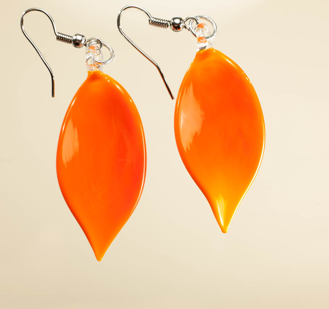 Naušnice Listovi narančasta pastelna
