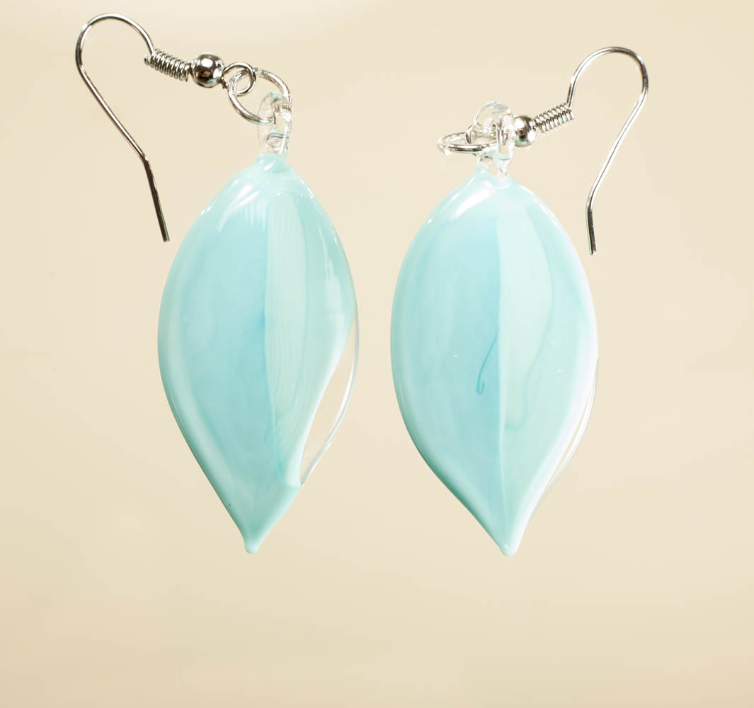 Naušnice Listovi tirkizno svjetloplava pastelna