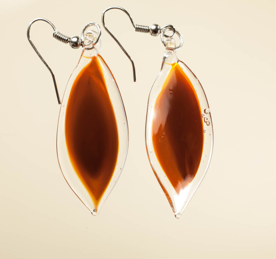 Naušnice Listovi smeđa u prozirnoj