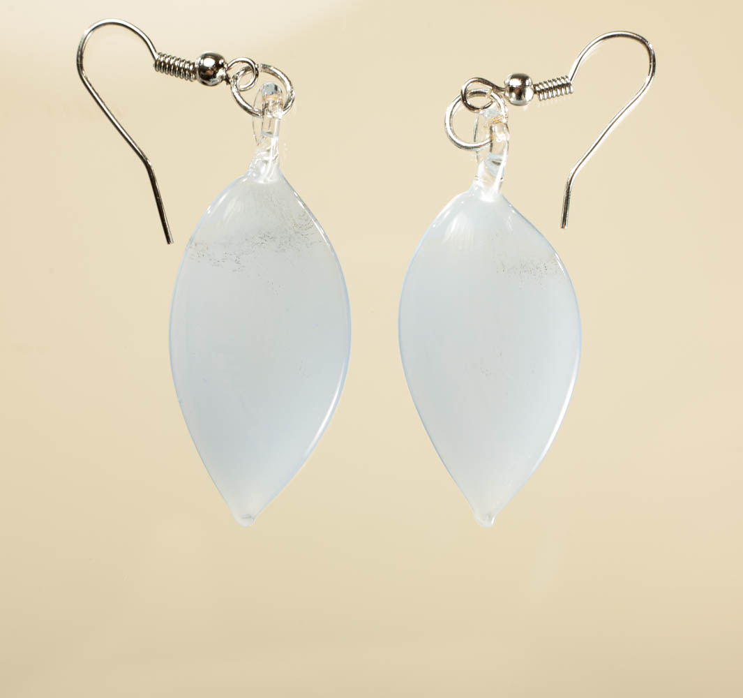 Naušnice Listovi plava prozirna