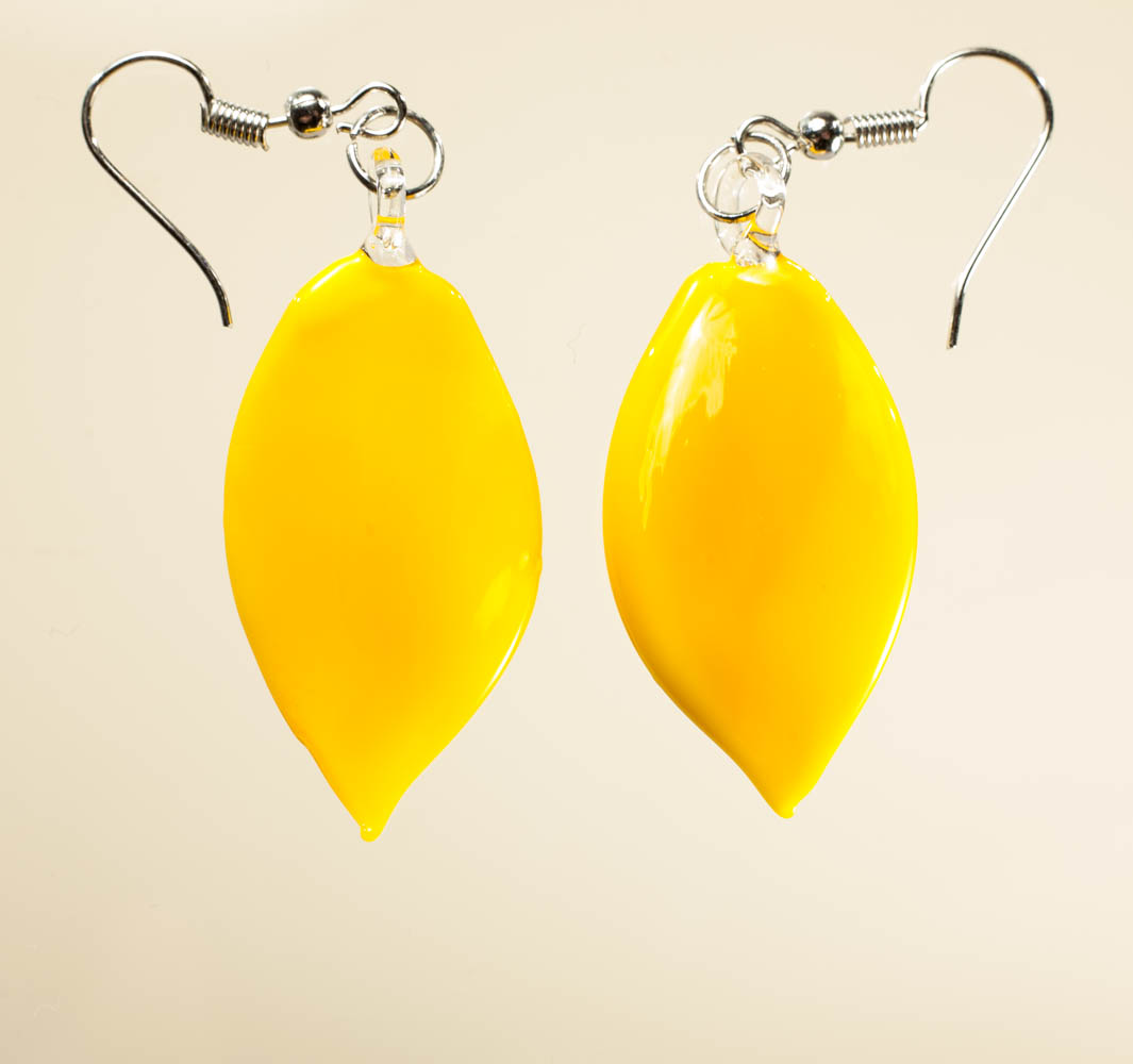 Naušnice Listovi žuta pastelna