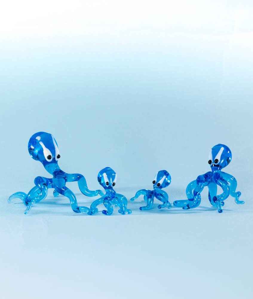 Figurice Obitelj hobotnica svjetloplava prozirna