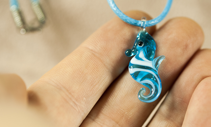 Morski konjic akvamarin s bijelom
